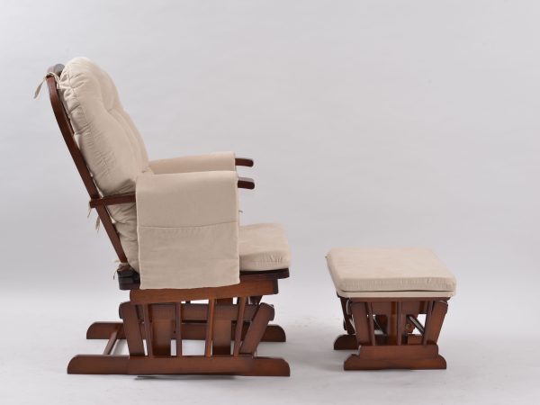 DSC_6372 Classic Nursery Glider Rocking Chair with Ottoman | Round Back Baby Feeding Chair
