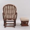 DSC_6373 Classic Nursery Glider Rocking Chair with Ottoman | Round Back Baby Feeding Chair