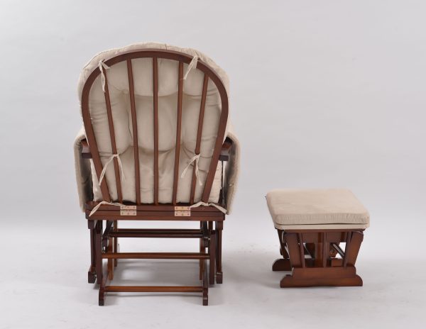 DSC_6373 Classic Nursery Glider Rocking Chair with Ottoman | Round Back Baby Feeding Chair