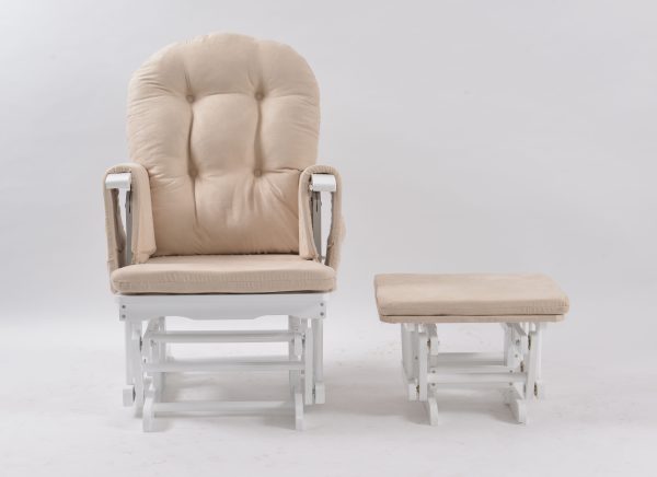 DSC_6376 Classic Nursery Glider Rocking Chair with Ottoman | Round Back Baby Feeding Chair