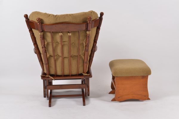 DSC_6392 Wooden Wingback Nursery Glider Chair with Ottoman