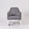 Upholstered nursery rocking chair with channel tufted backrest front view
