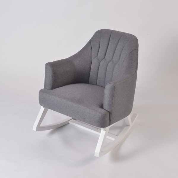 Upholstered Nursery Rocking Chair with Channel Tufted Back