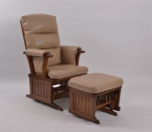 Leather-Look Wooden Glider Chair with Ottoman