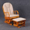 Wooden Nursery Glider Chair with Ottoman Wooden nursery glider chair with natural frame and matching ottoman