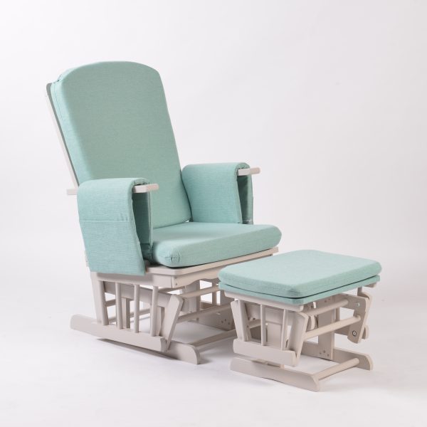 Mint green nursery glider chair with matching gliding footstool Mint Green Nursery Glider Chair