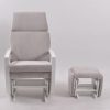 DSC_6624 Nursery Glider Recliner Chair with Ottoman | Wooden Armrest Baby Feeding Chair