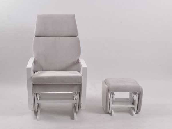 DSC_6624 Nursery Glider Recliner Chair with Ottoman | Wooden Armrest Baby Feeding Chair