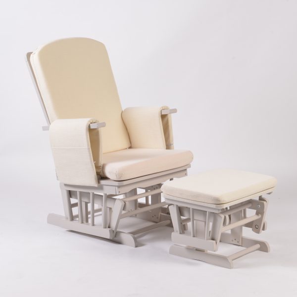 Cream upholstered nursery glider chair with matching ottoman Cream Nursery Glider Chair with Ottoman
