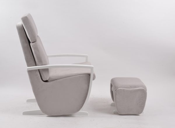 DSC_6631 Nursery Glider Recliner Chair with Ottoman | Wooden Armrest Baby Feeding Chair