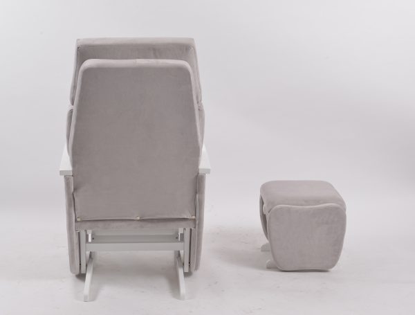 DSC_6633 Nursery Glider Recliner Chair with Ottoman | Wooden Armrest Baby Feeding Chair