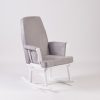 Nursing Glider Rocking Chair showing high fixed back and gentle wooden rocking base