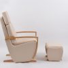 DSC_6640 Nursery Glider Recliner Chair with Ottoman | Wooden Armrest Baby Feeding Chair