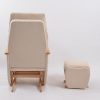 DSC_6641 Nursery Glider Recliner Chair with Ottoman | Wooden Armrest Baby Feeding Chair
