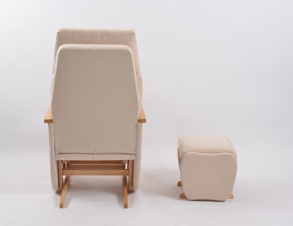 DSC_6641 Nursery Glider Recliner Chair with Ottoman | Wooden Armrest Baby Feeding Chair