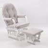 White Wooden Nursery Glider Chair White padded wooden glider chair and ottoman for nursery