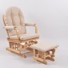 Padded Wooden Glider Chair with Ottoman Padded wooden glider chair with matching ottoman and natural wood finish