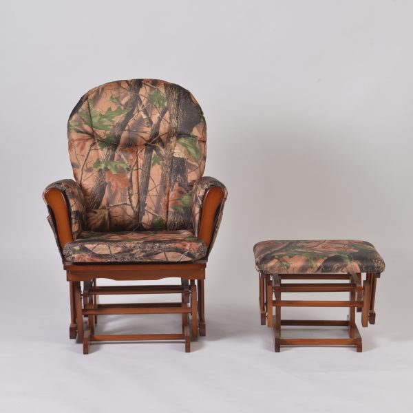 Wooden Glider Chair Front View Front view of upholstered wooden glider chair with ottoman