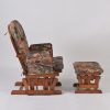 Wooden Glider Chair Side View Side view of upholstered wooden glider chair and matching ottoman
