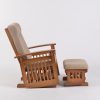 DSC_6929 Traditional Wooden Glider Rocking Chair with Ottoman