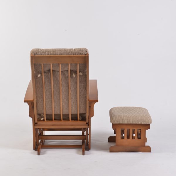 DSC_6930 Traditional Wooden Glider Rocking Chair with Ottoman
