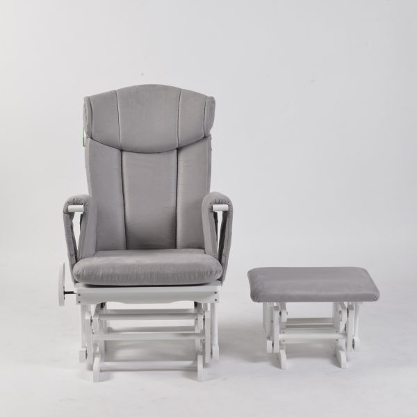 Adjustable Backrest Glider Chair Front View Front view of gray adjustable backrest glider chair with matching ottoman