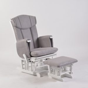 Adjustable backrest glider chair with ottoman in upright position