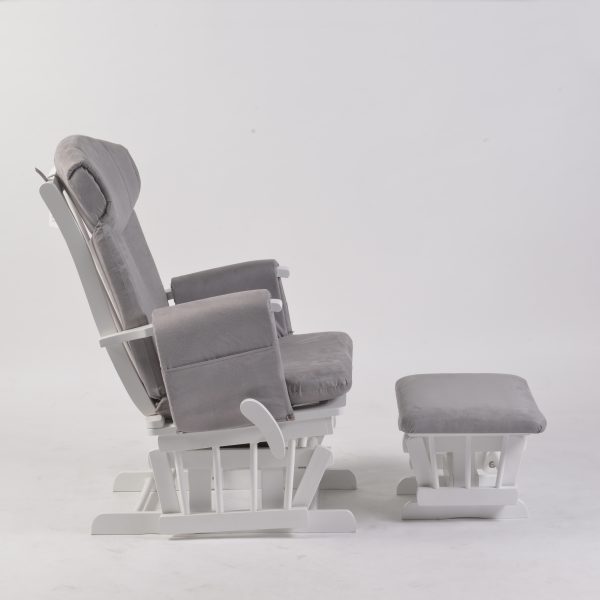 Adjustable Glider Chair Reclining Position Nursery glider chair with adjustable backrest in reclining position