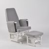 Adjustable Nursery Glider with Ottoman – Reclining Backrest Adjustable nursery glider with reclining padded backrest and matching ottoman