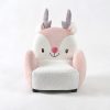Cute deer Kids Sofa with soft antlers, embroidered face and padded seat, front view