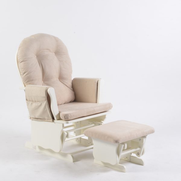 Cream Padded Nursery Glider Chair with Ottoman Cream padded nursery glider chair and ottoman set