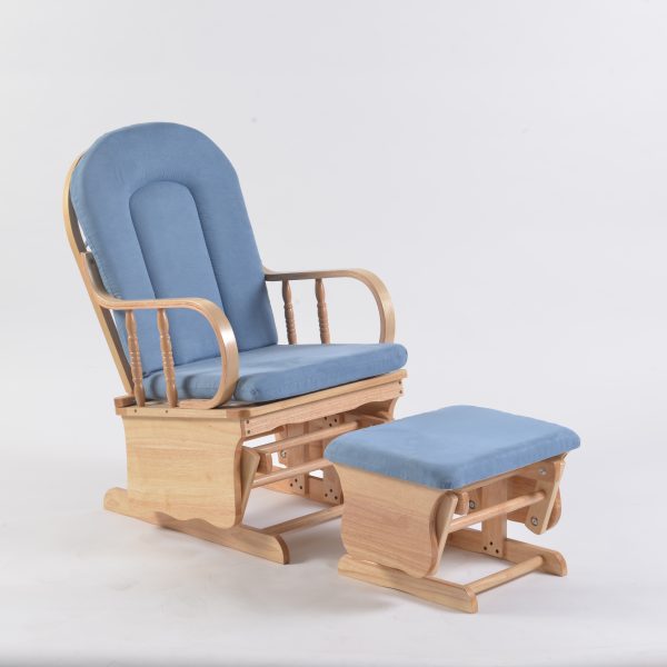 Modern Nursery Rocking Chair blue wooden rocking chair with ottoman for baby nursery room