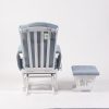 Wooden Nursery Glider Chair – Rear View Rear view of nursery glider chair showing white wooden frame and matching ottoman