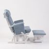 Padded Nursery Glider Chair – Side View Side view of padded nursery glider chair with high back and matching gliding ottoman