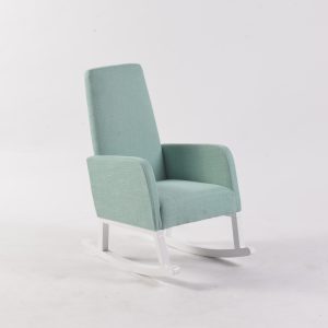 High Back Nursery Rocking Chair Aqua Front Angle High Back Nursery Rocking Chair