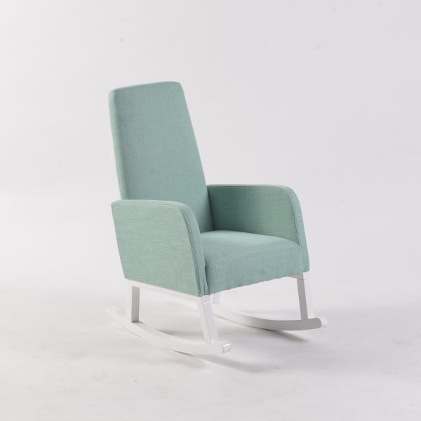High Back Nursery Rocking Chair Aqua Front Angle High Back Nursery Rocking Chair