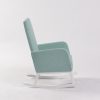 High Back Nursery Rocking Chair Side View Side view of aqua high back nursery rocking chair with white wooden base
