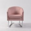 Pink Upholstered Kids Rocking Chair Front View Pink Upholstered Kids Rocking Chair