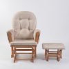 Wooden Nursery Glider Chair with Ottoman Wooden nursery glider chair with padded high back and matching gliding ottoman