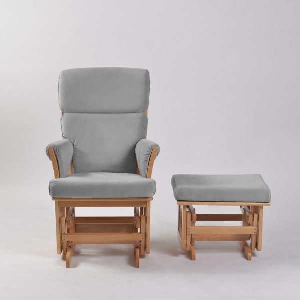 DSC_8806 Natural Wood Nursery Glider Chair with Ottoman
