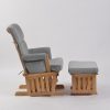 Wooden Glider Chair with Ottoman - Side View Side view of gray wooden glider chair with upholstered ottoman