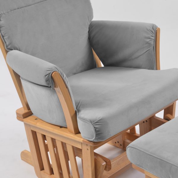 DSC_8815 Natural Wood Nursery Glider Chair with Ottoman