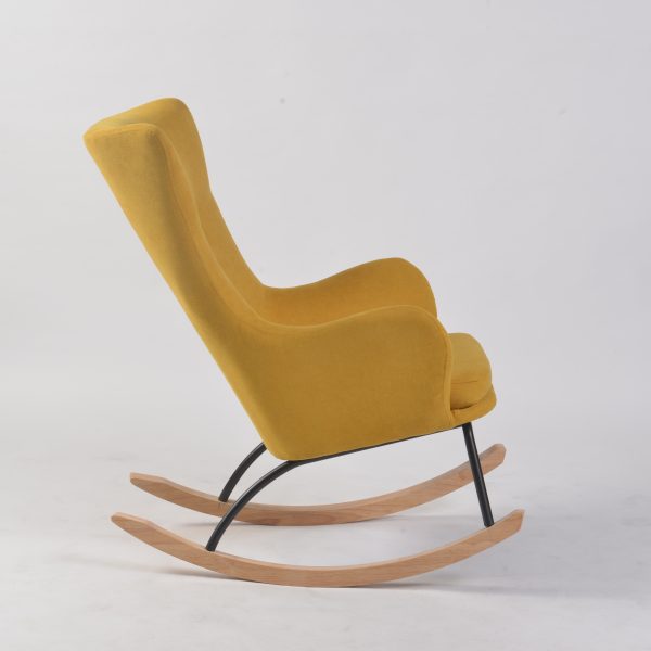 Wingback Nursery Rocking Chair with Wooden Base
