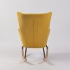 Back view of mustard wingback nursery rocking chair