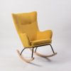 Mustard wingback nursery rocking chair with wooden rocker base
