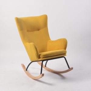 Mustard Wingback Nursery Rocking Chair Mustard wingback nursery rocking chair with wooden rocker base