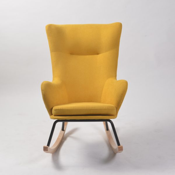 Wingback Nursery Rocking Chair with Wooden Base