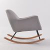 Modern Nursery Rocking Chair Side View Side view of upholstered modern nursery rocking chair with wood and metal base