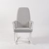 Nursing Glider Rocking Chair with grey upholstery and walnut wood frame