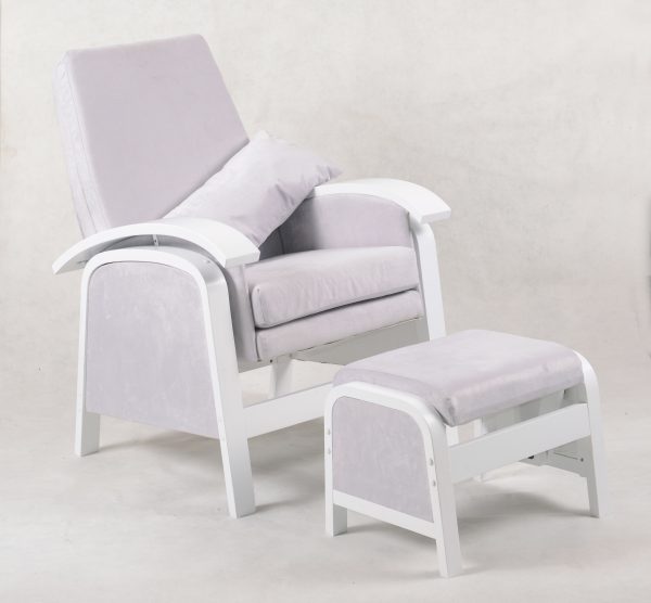 Gray nursery glider chair with ottoman for OEM furniture collections